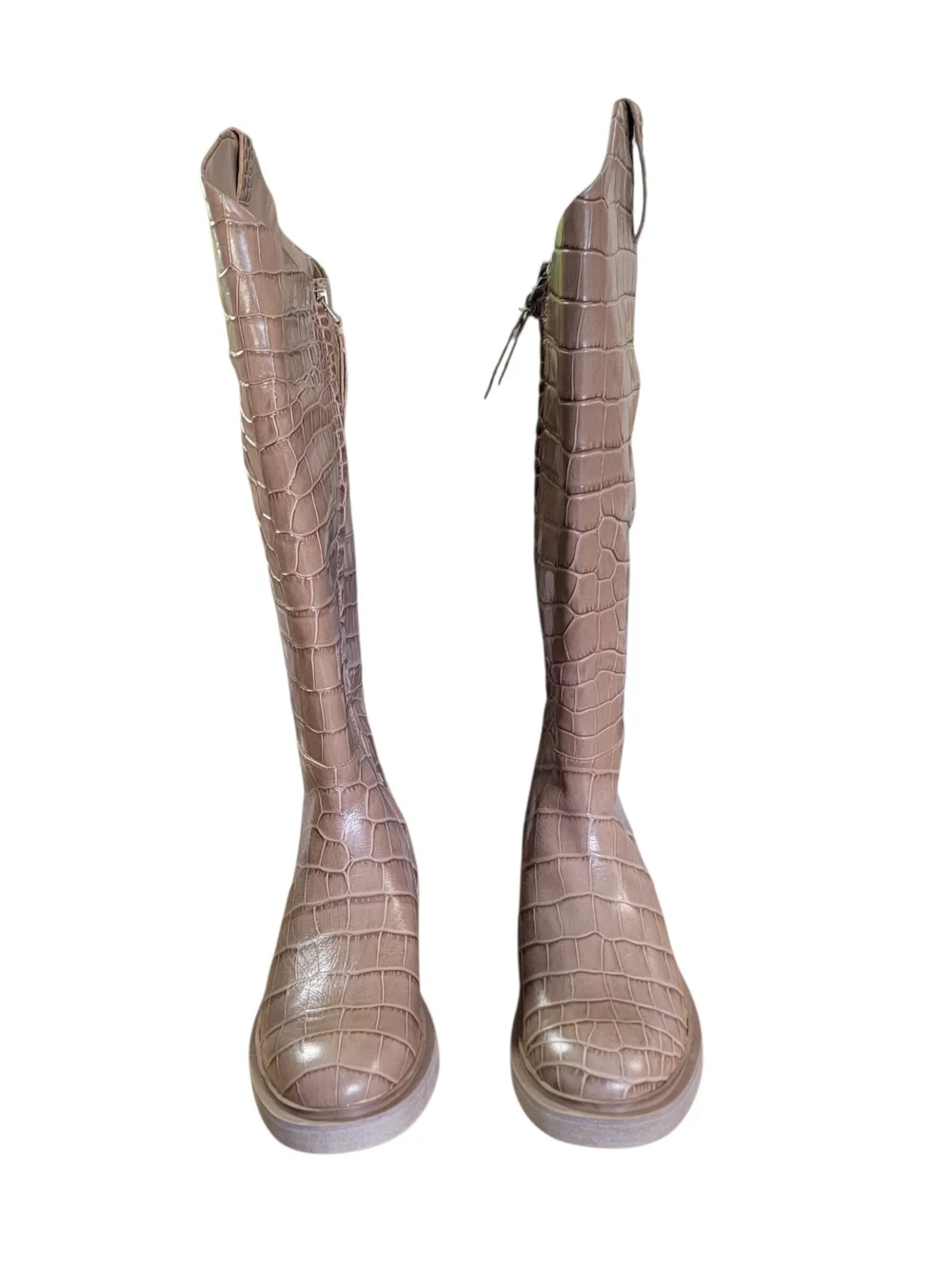 Sam Edelman Fable Croc-Embossed Knee-High Boots - Brown